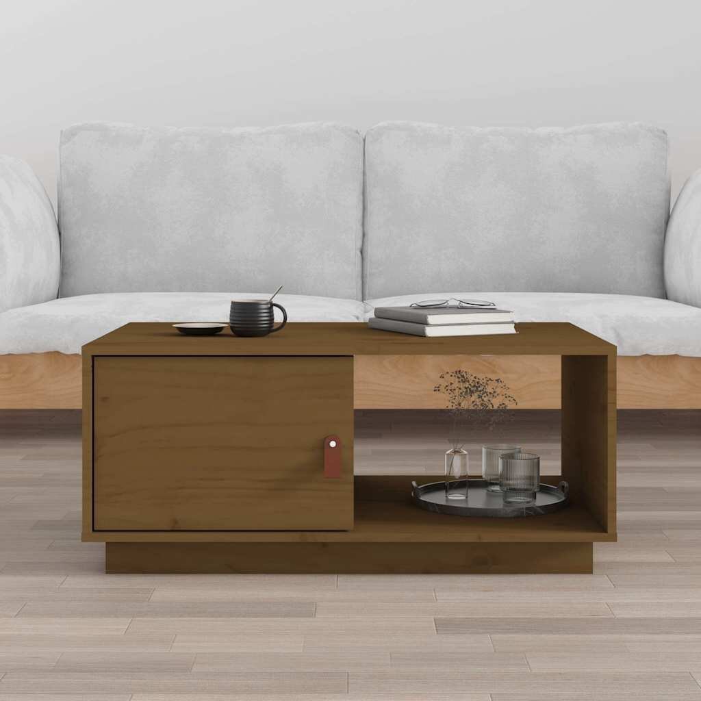 vidaXL Кафе маса меденокафява 80x50x355 см борово дърво масив