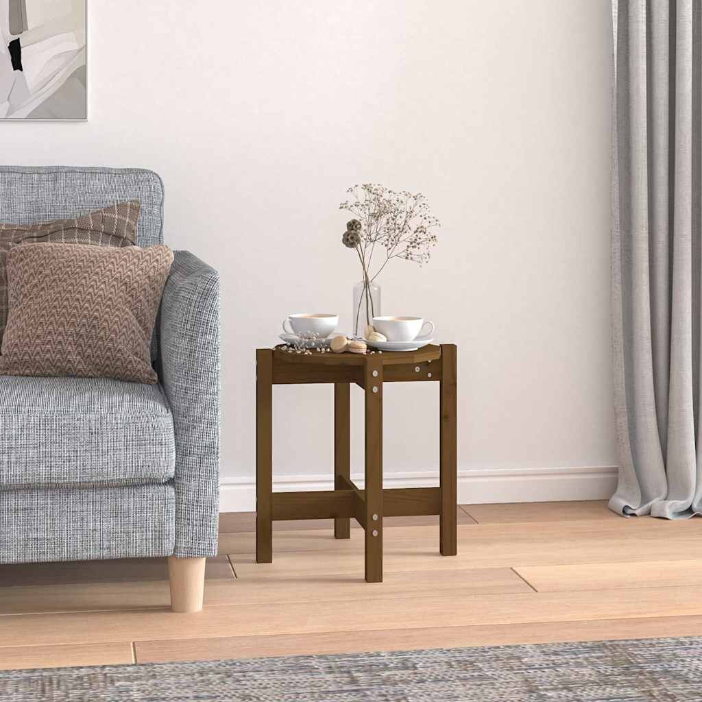 vidaXL Кафе маса меденокафява Ø 425x45 см борово дърво масив