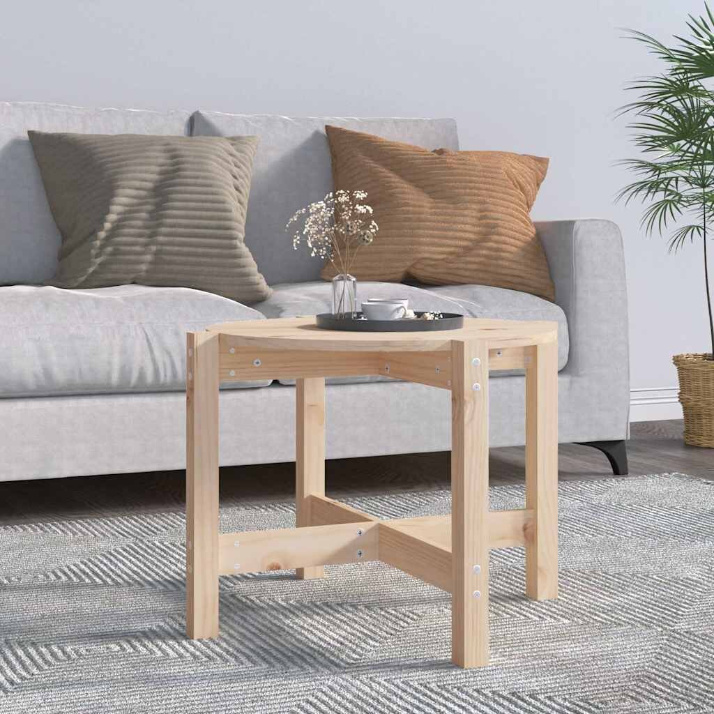 vidaXL Кафе маса Ø 625x45 см борово дърво масив