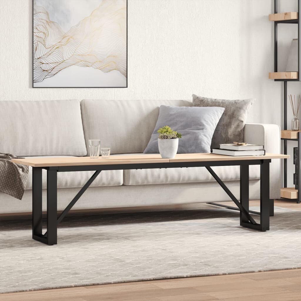 vidaXL Кафе маса О-образна рамка 160x40x45 см бор масив и стомана