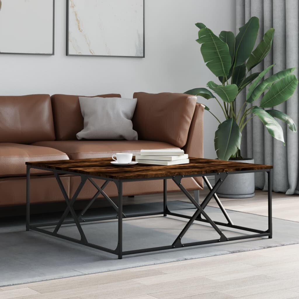 vidaXL Кафе маса опушен дъб 100x100x40 см инженерно дърво