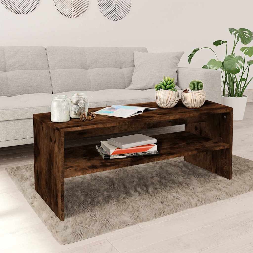 vidaXL Кафе маса опушен дъб 100x40x40 см инженерно дърво
