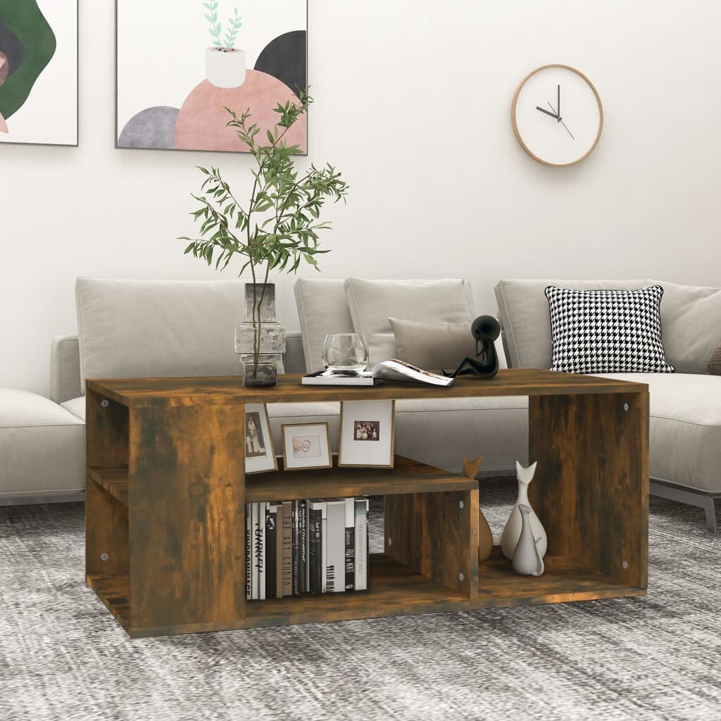 vidaXL Кафе маса опушен дъб 100x50x40 см инженерно дърво