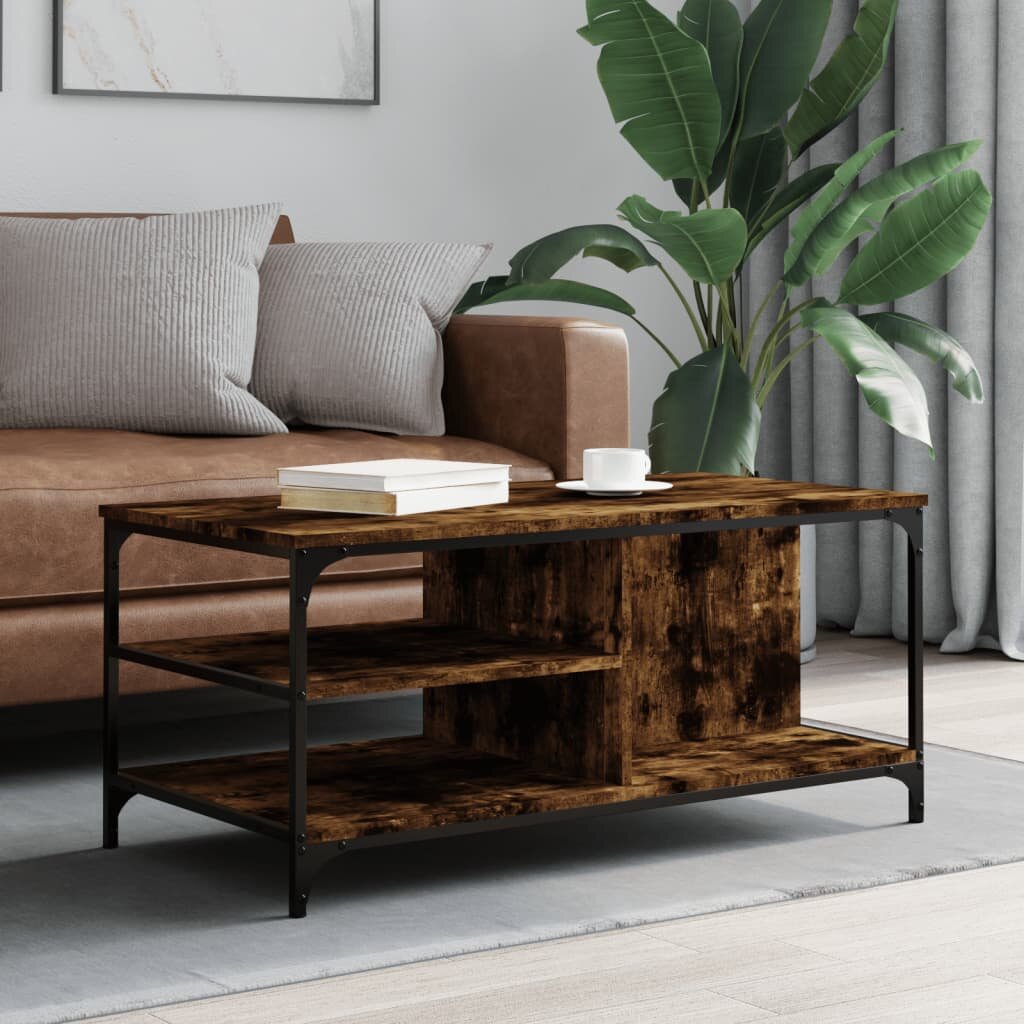 vidaXL Кафе маса опушен дъб 100x50x45 см инженерно дърво
