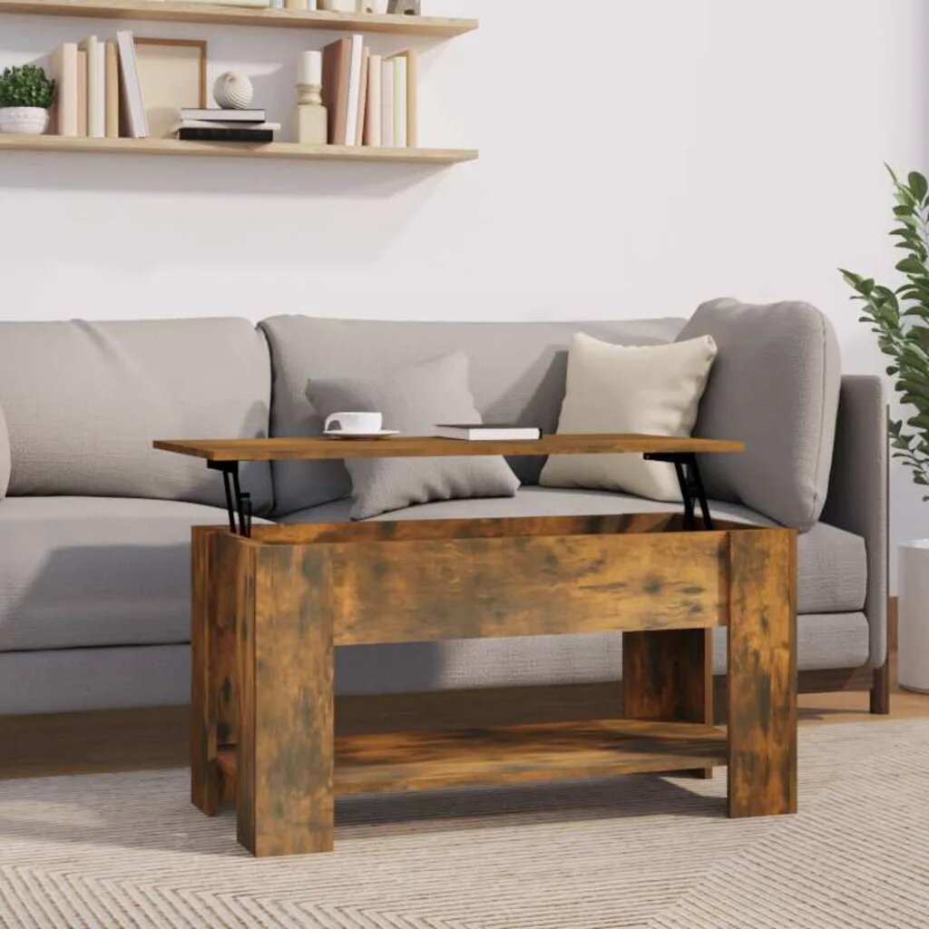 vidaXL Кафе маса опушен дъб 101x49x52 см инженерно дърво