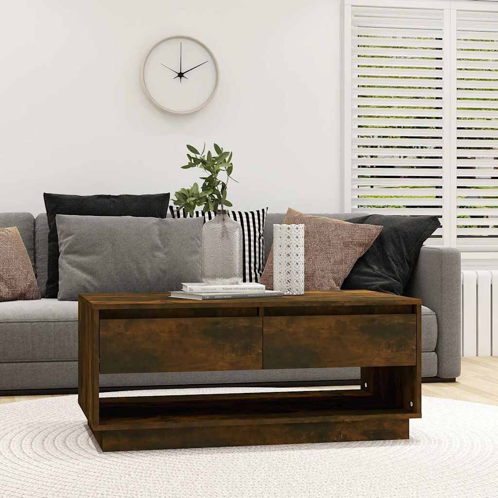 vidaXL Кафе маса опушен дъб 1025x55x44 см инженерно дърво