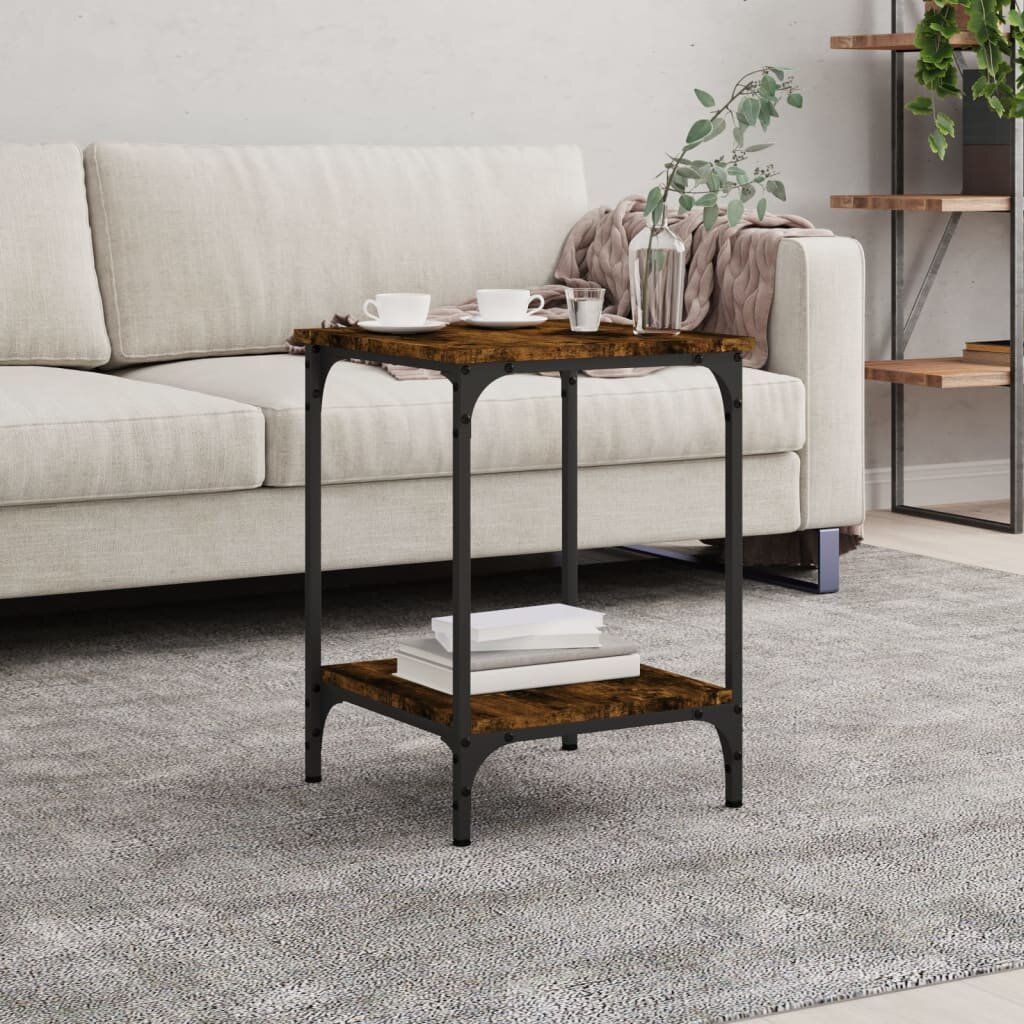 vidaXL Кафе маса опушен дъб 40x40x55 см инженерно дърво