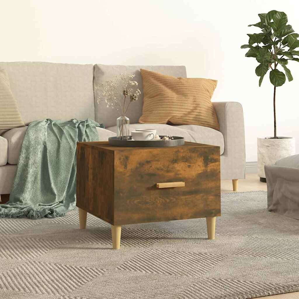 vidaXL Кафе маса опушен дъб 50x50x40 см инженерно дърво
