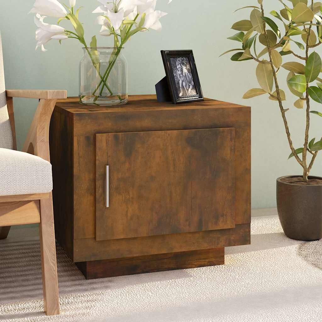 vidaXL Кафе маса опушен дъб 51x50x45 см инженерно дърво