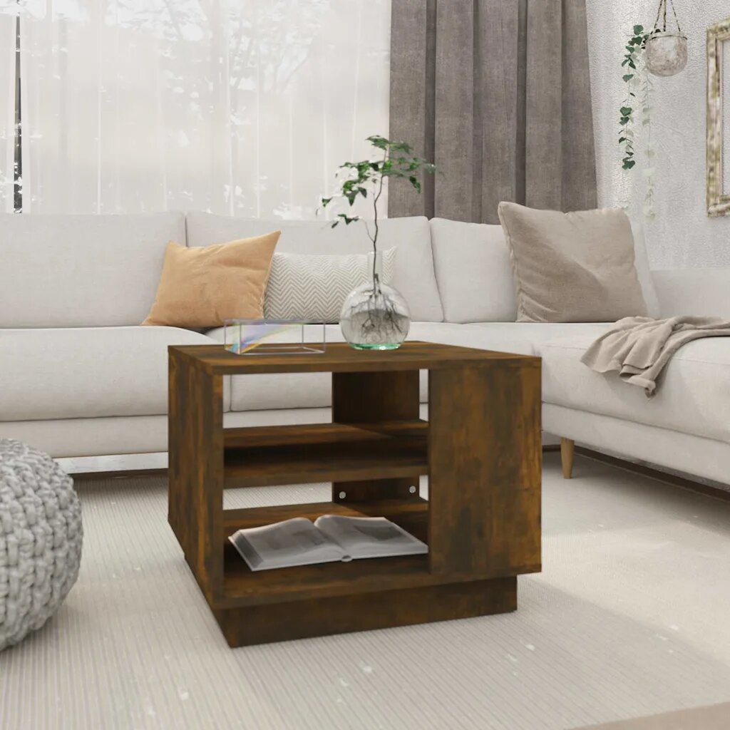 vidaXL Кафе маса опушен дъб 55x55x43 см инженерно дърво