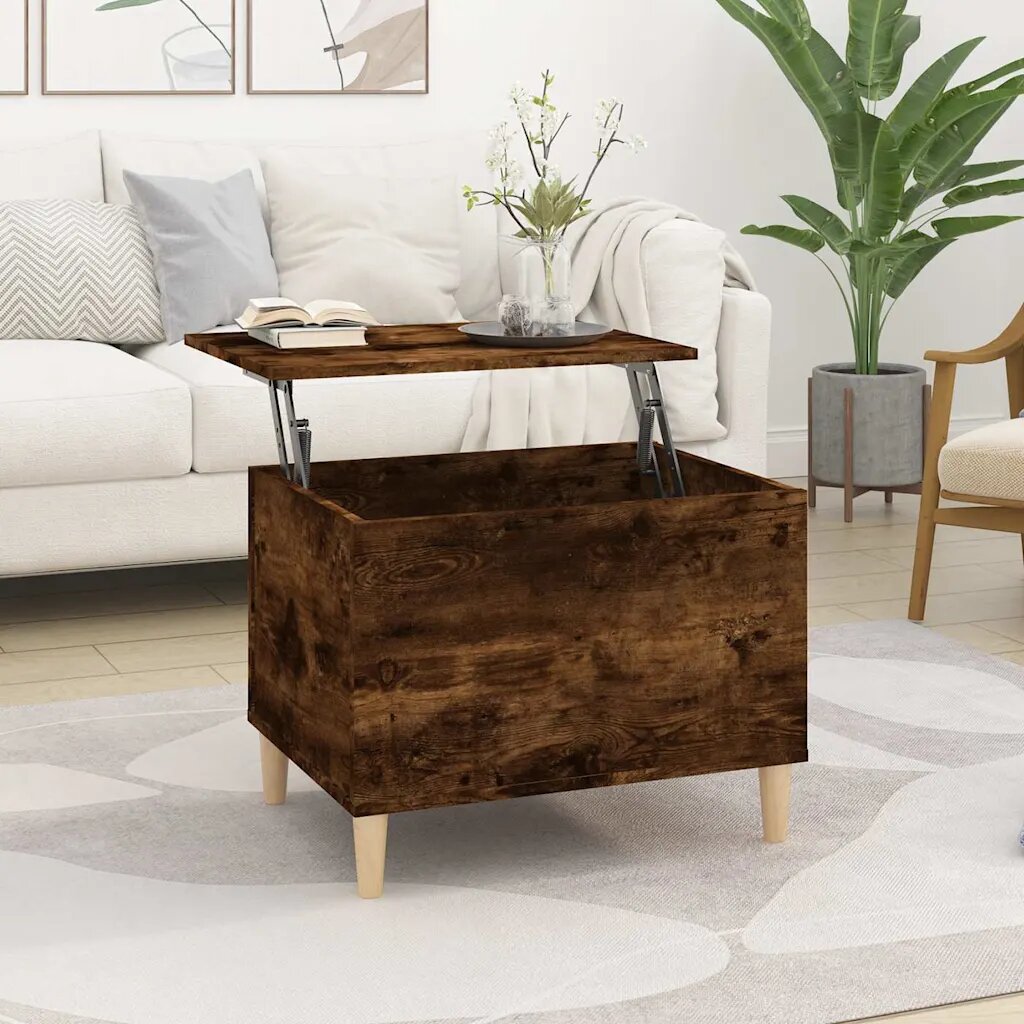 vidaXL Кафе маса опушен дъб 60x445x45 см инженерно дърво