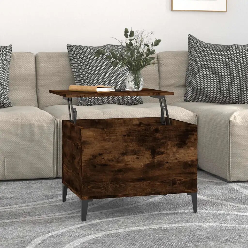 vidaXL Кафе маса опушен дъб 60x445x45 см инженерно дърво