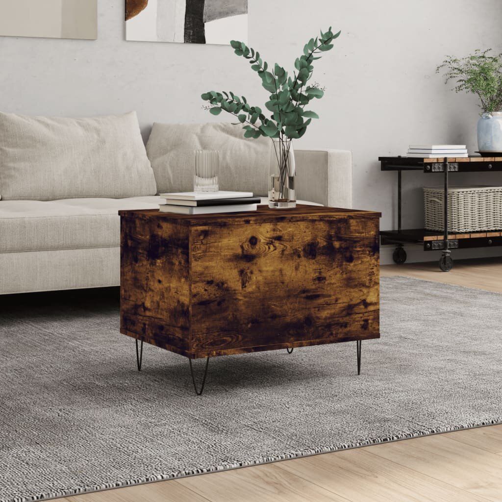 vidaXL Кафе маса опушен дъб 60x445x45 см инженерно дърво