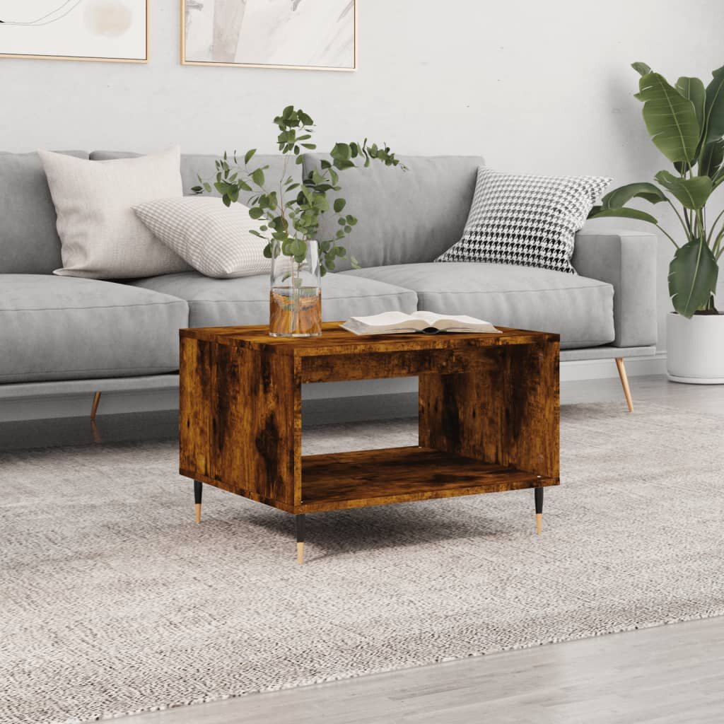 vidaXL Кафе маса опушен дъб 60x50x40 см инженерно дърво
