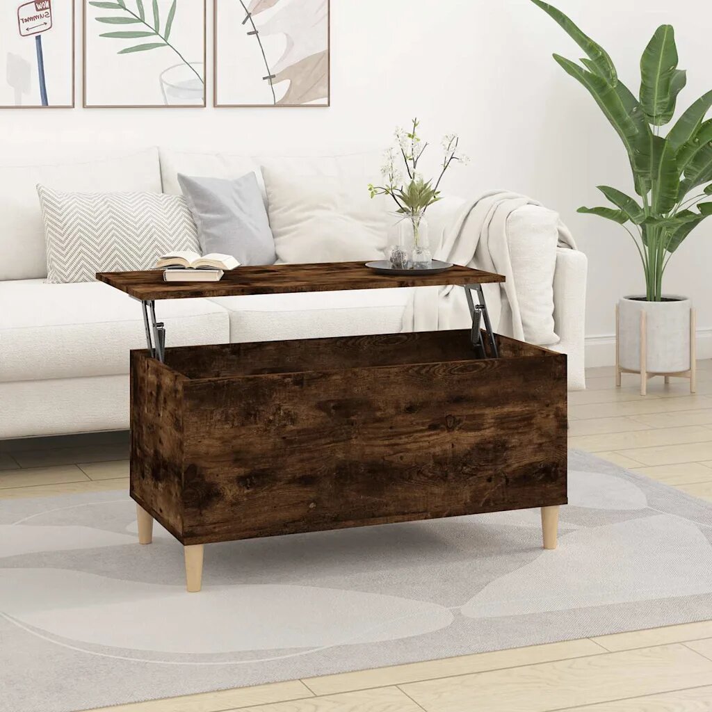 vidaXL Кафе маса опушен дъб 90x445x45 см инженерно дърво