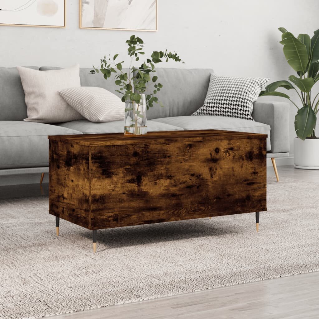 vidaXL Кафе маса опушен дъб 90x445x45 см инженерно дърво