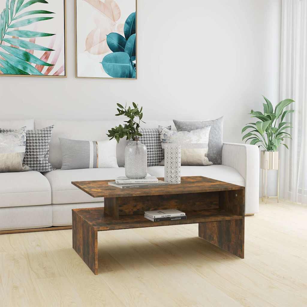 vidaXL Кафе маса опушен дъб 90x60x425 см инженерно дърво