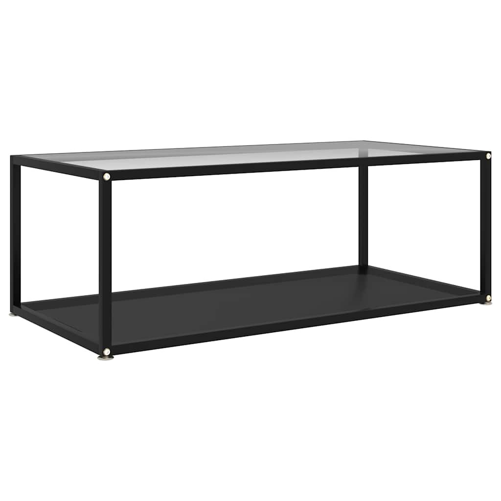 vidaXL Кафе маса прозрачно и черно 100x50x35 cм закалено стъкло