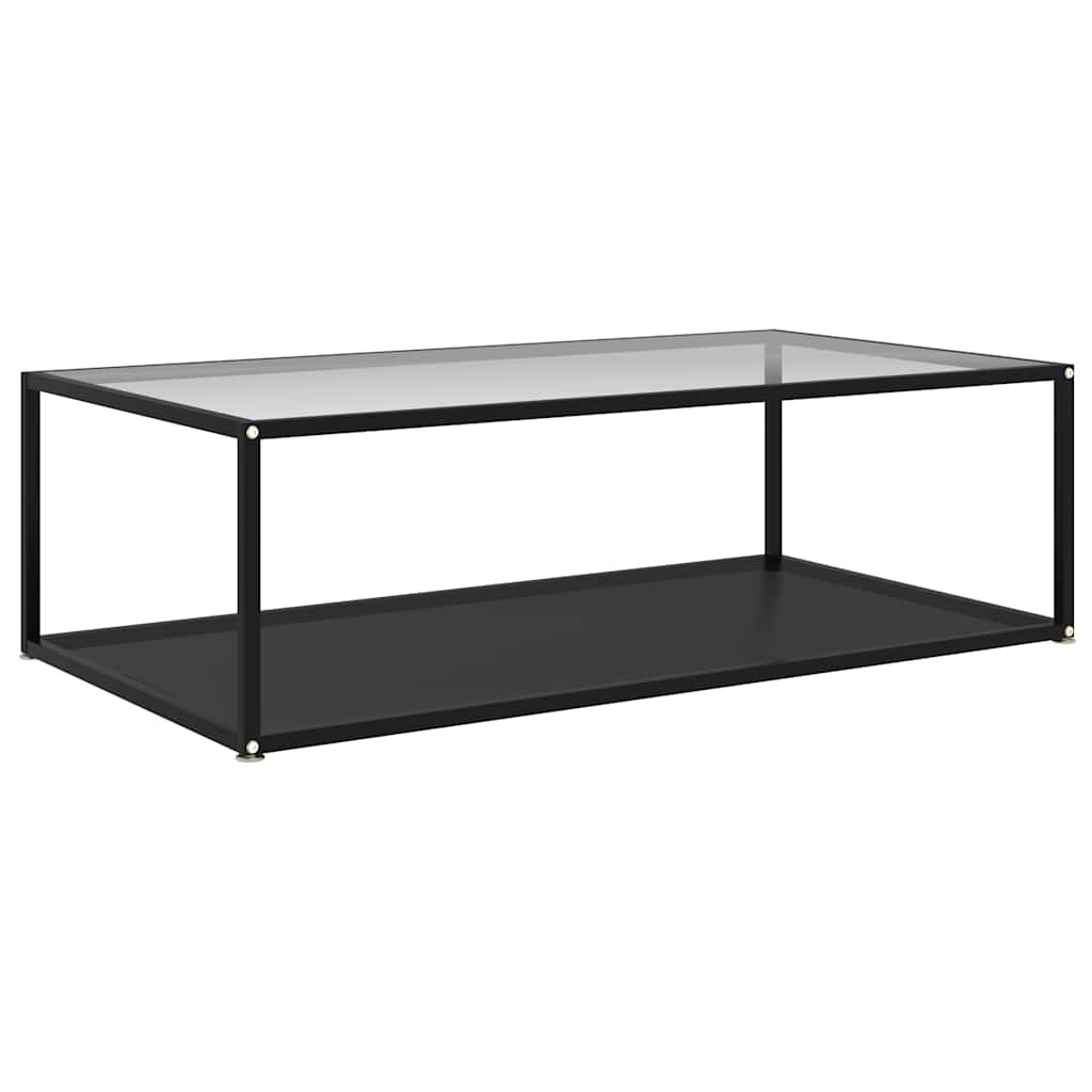vidaXL Кафе маса прозрачно и черно 120x60x35 cм закалено стъкло