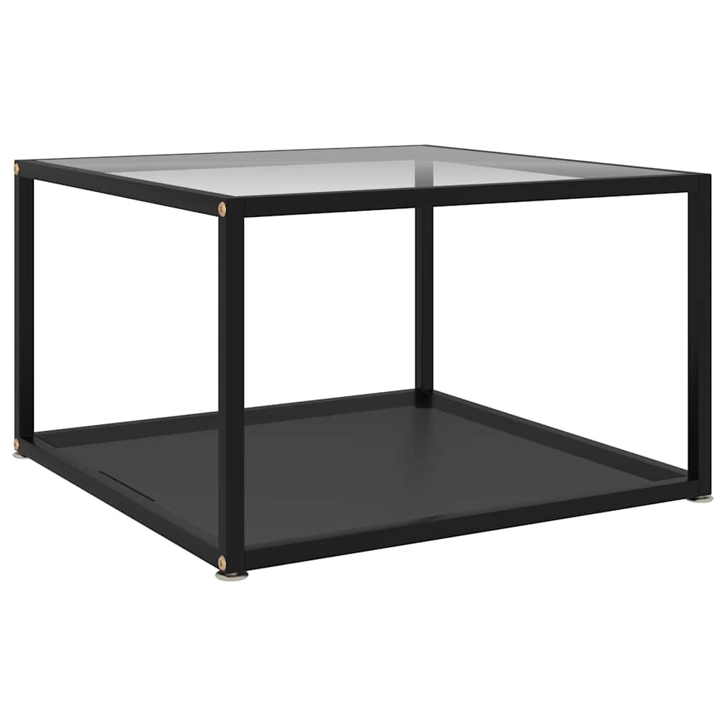 vidaXL Кафе маса прозрачно и черно 60x60x35 cм закалено стъкло