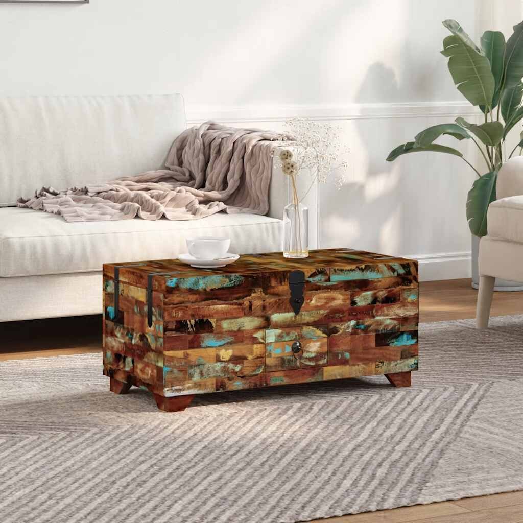 vidaXL Кафе маса/ракла регенерирано дърво масив 80x40x35 cм