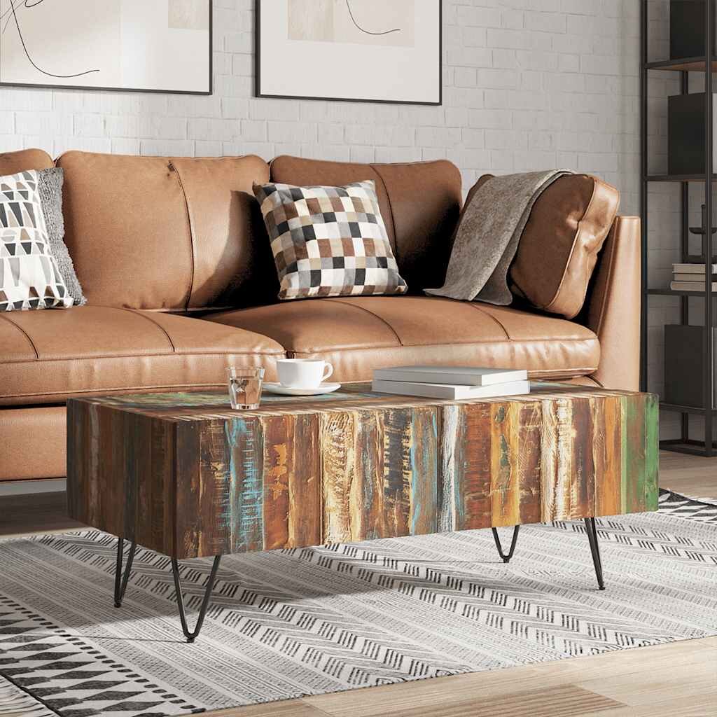 vidaXL Кафе маса регенерирано дърво масив 100x50x38 cм