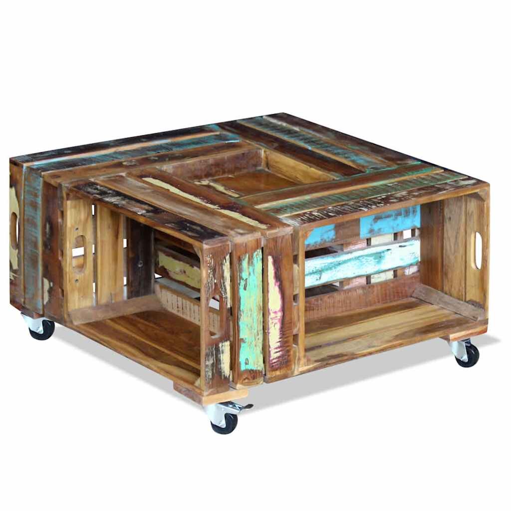 vidaXL Кафе маса регенерирано дърво масив 70x70x35 cм
