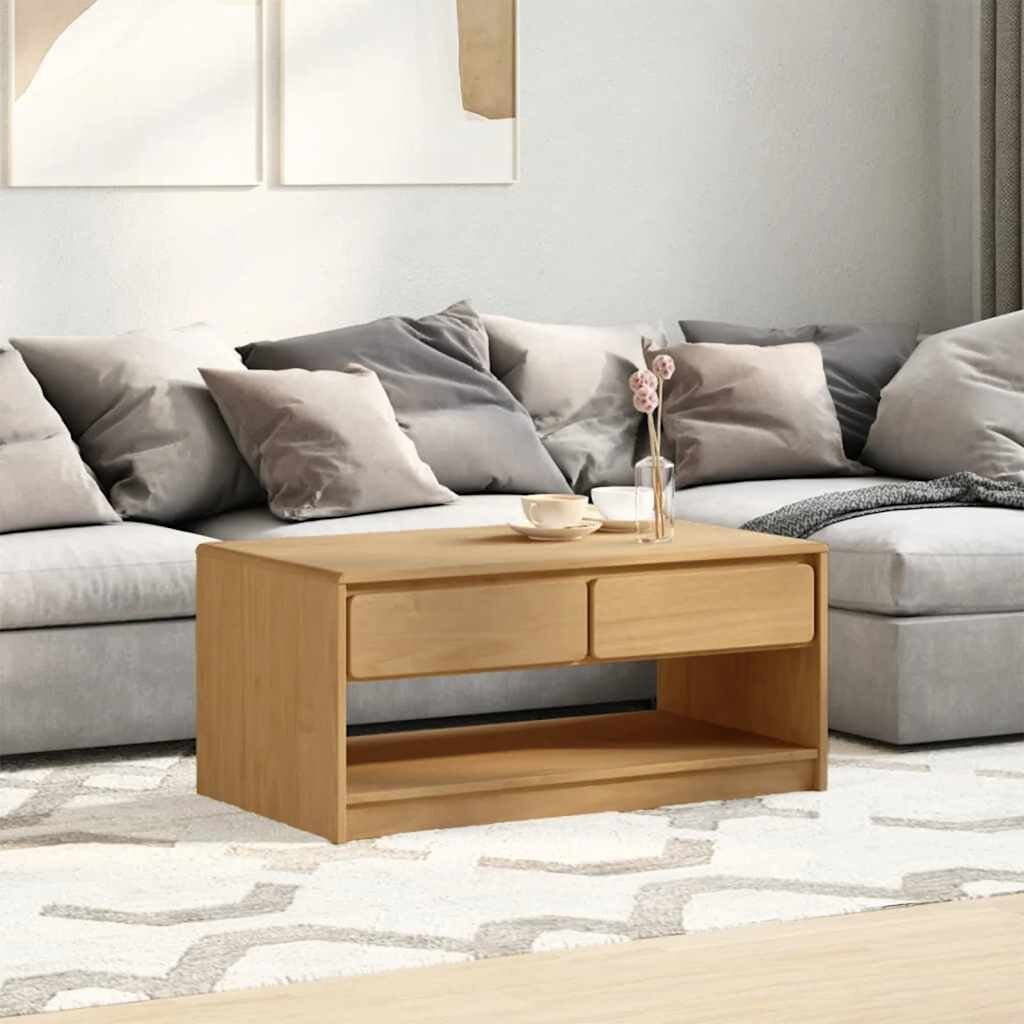 vidaXL Кафе маса SAUDA дъб 99x55x45 см борово дърво масив