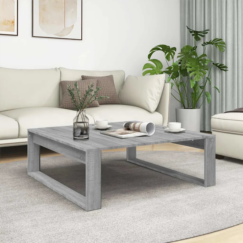 vidaXL Кафе маса сив сонома 100x100x35 см инженерно дърво