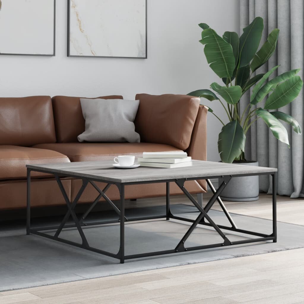 vidaXL Кафе маса сив сонома 100x100x40 см инженерно дърво