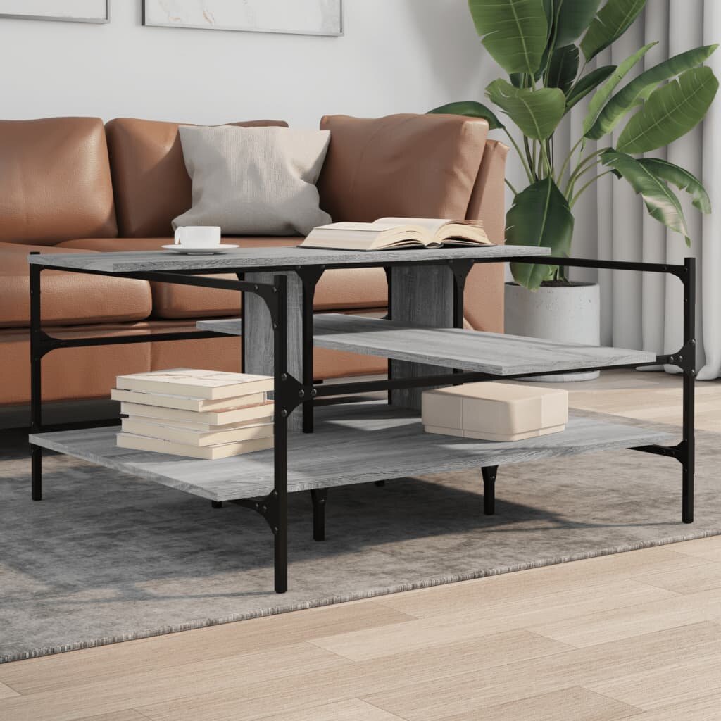 vidaXL Кафе маса сив сонома 100x100x485 см инженерно дърво