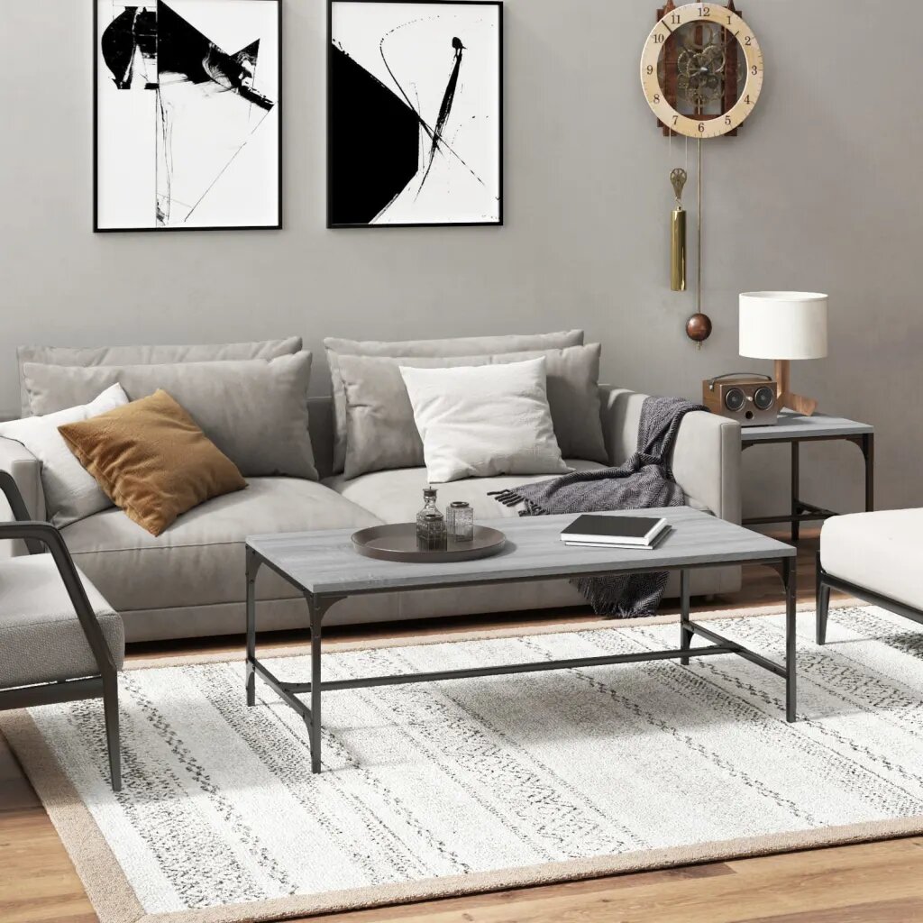 vidaXL Кафе маса сив сонома 100x50x35 см инженерно дърво
