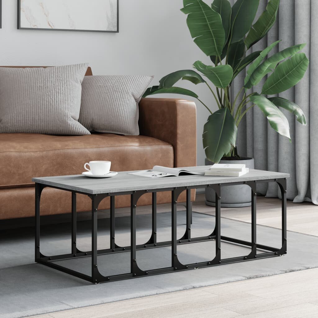vidaXL Кафе маса сив сонома 100x50x355 см инженерно дърво