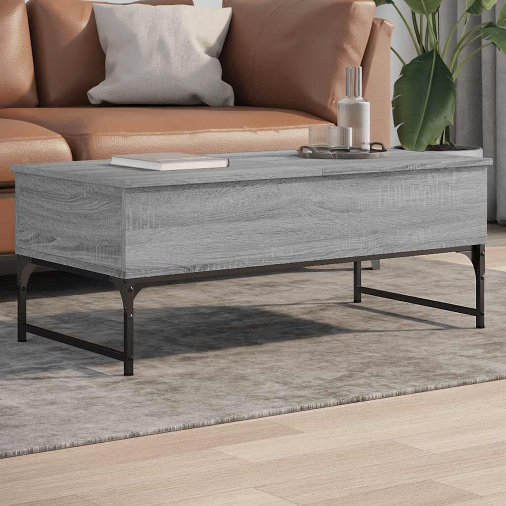 vidaXL Кафе маса сив сонома 100x50x40 см инженерно дърво и метал