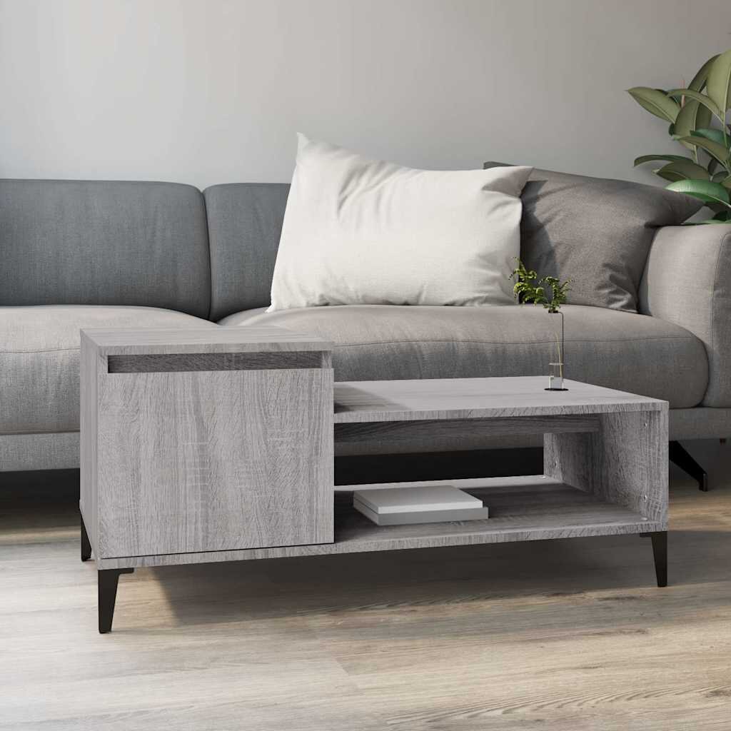 vidaXL Кафе маса сив сонома 100x50x45 см инженерно дърво