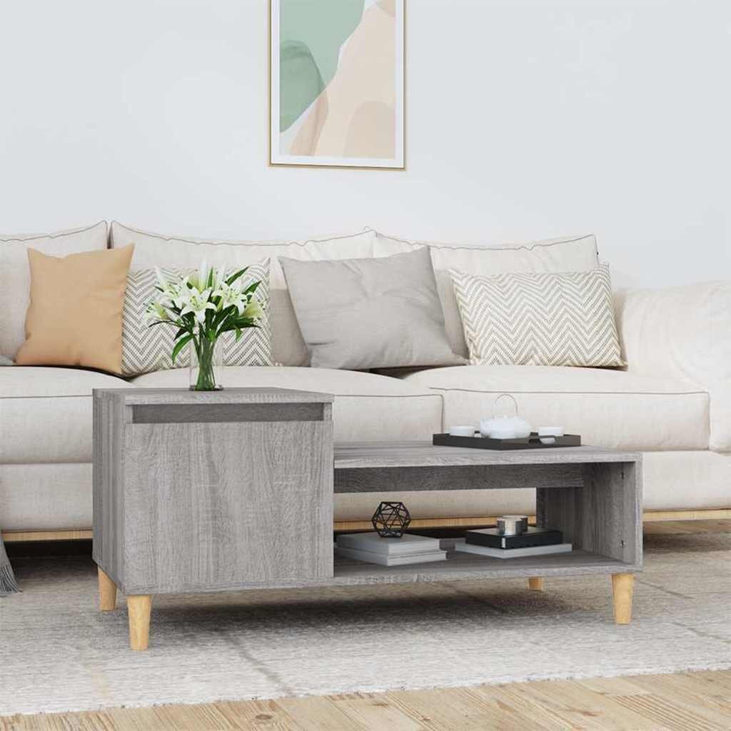 vidaXL Кафе маса сив сонома 100x50x45 см инженерно дърво