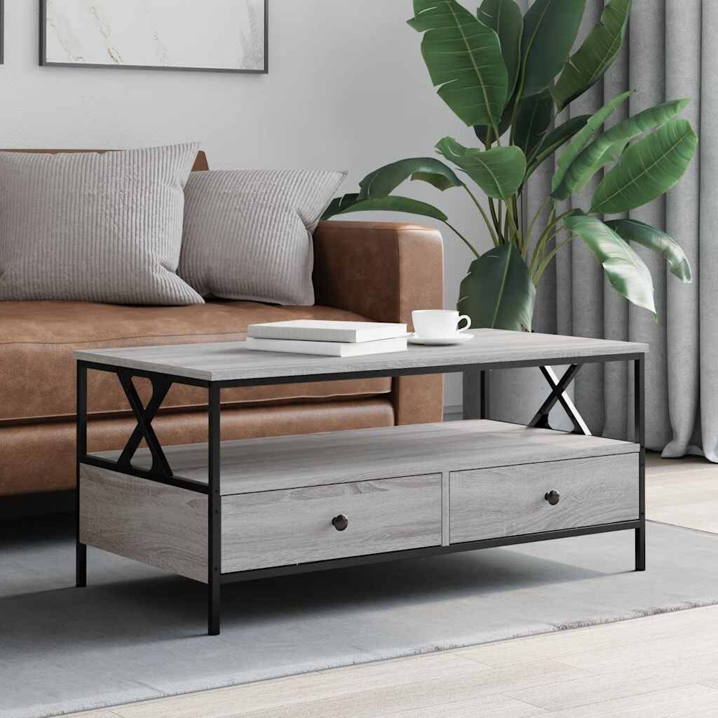 vidaXL Кафе маса сив сонома 100x51x45 см инженерно дърво