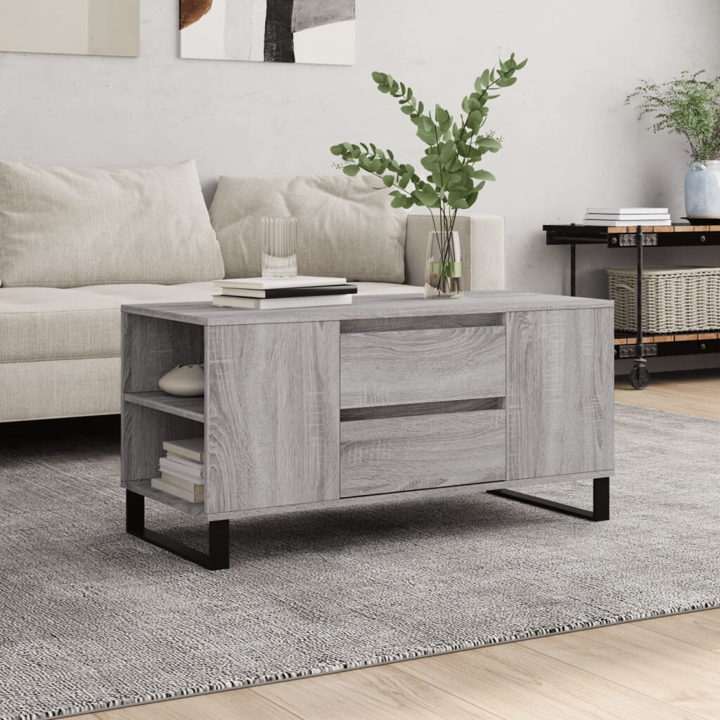vidaXL Кафе маса сив сонома 102x445x50 см инженерно дърво