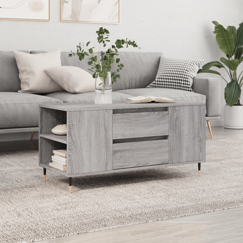vidaXL Кафе маса сив сонома 102x445x50 см инженерно дърво
