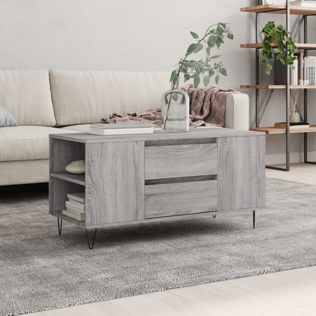 vidaXL Кафе маса сив сонома 102x445x50 см инженерно дърво