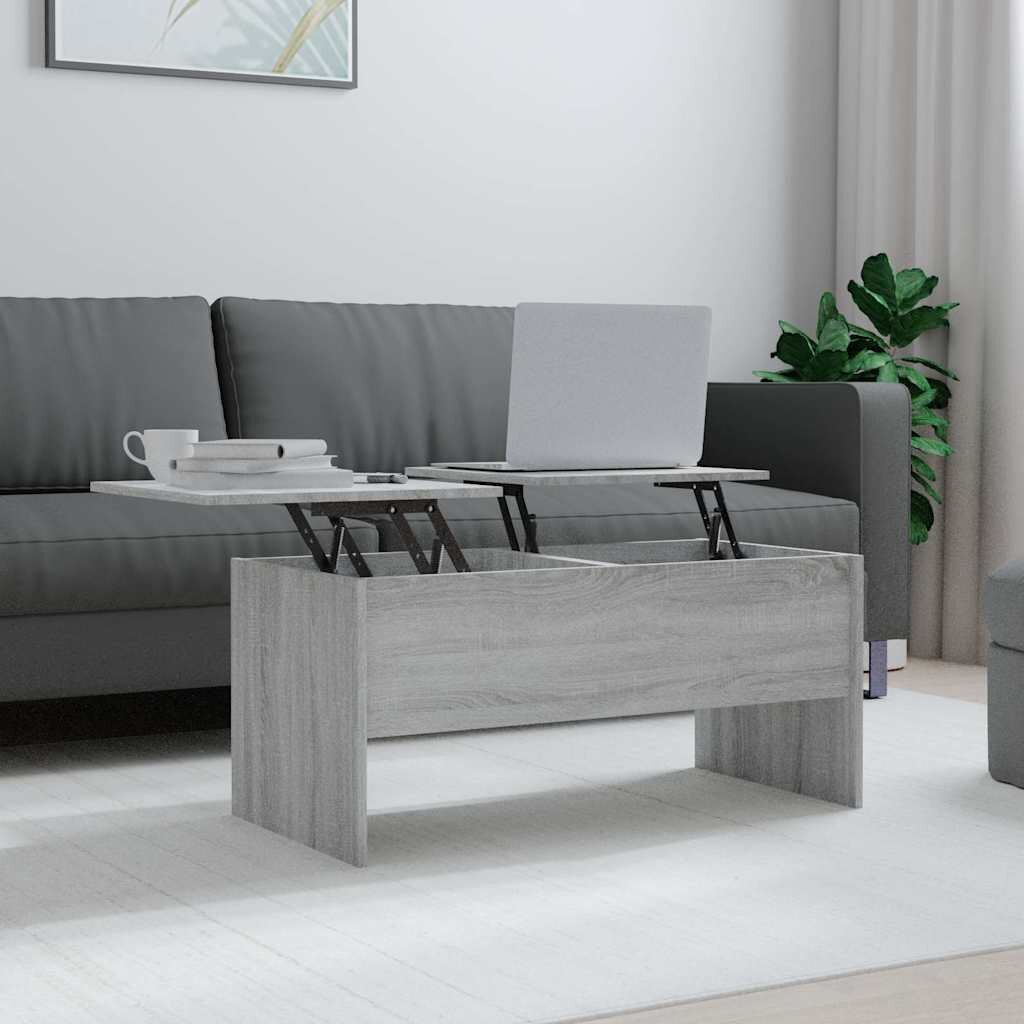 vidaXL Кафе маса сив сонома 102x505x465 см инженерно дърво