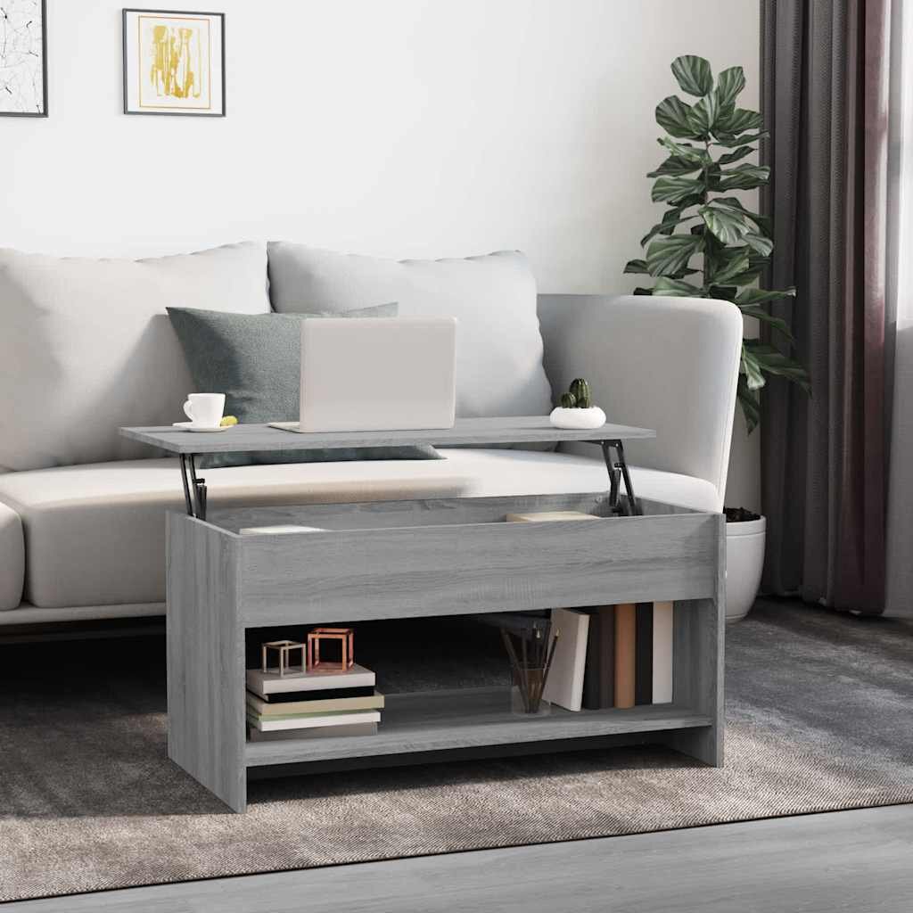 vidaXL Кафе маса сив сонома 102x50x525 см инженерно дърво