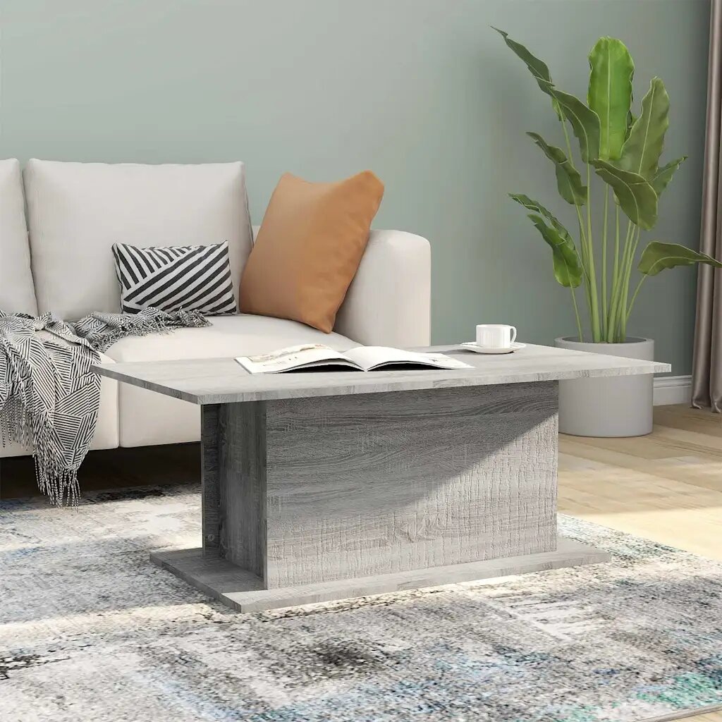vidaXL Кафе маса сив сонома 102x555x40 см инженерно дърво