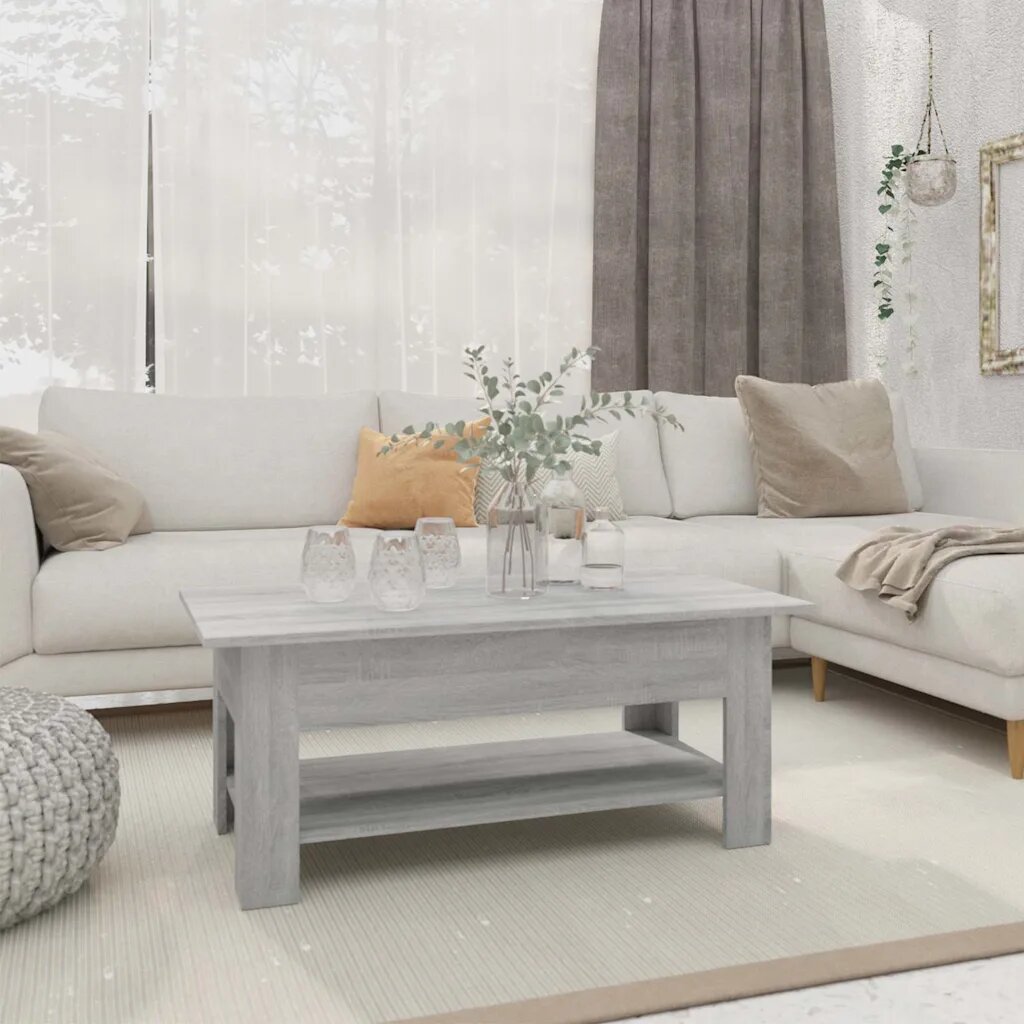 vidaXL Кафе маса сив сонома 102x55x42 см инженерно дърво