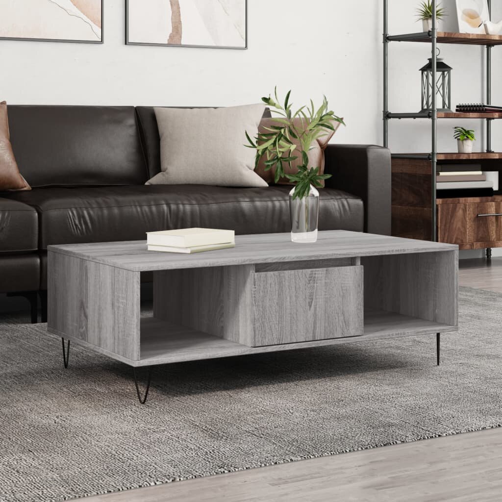 vidaXL Кафе маса сив сонома 104x60x35 см инженерно дърво
