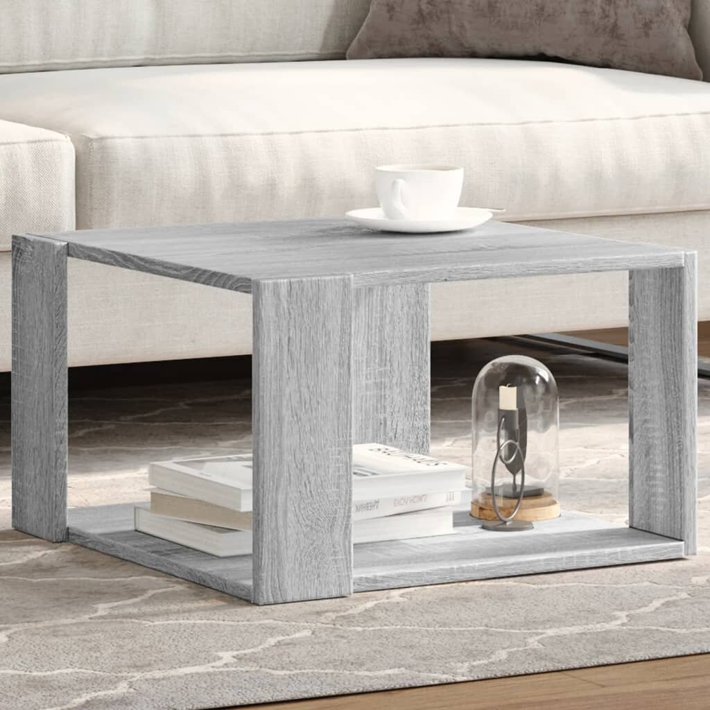vidaXL Кафе маса сив сонома 515x515x30 см инженерно дърво