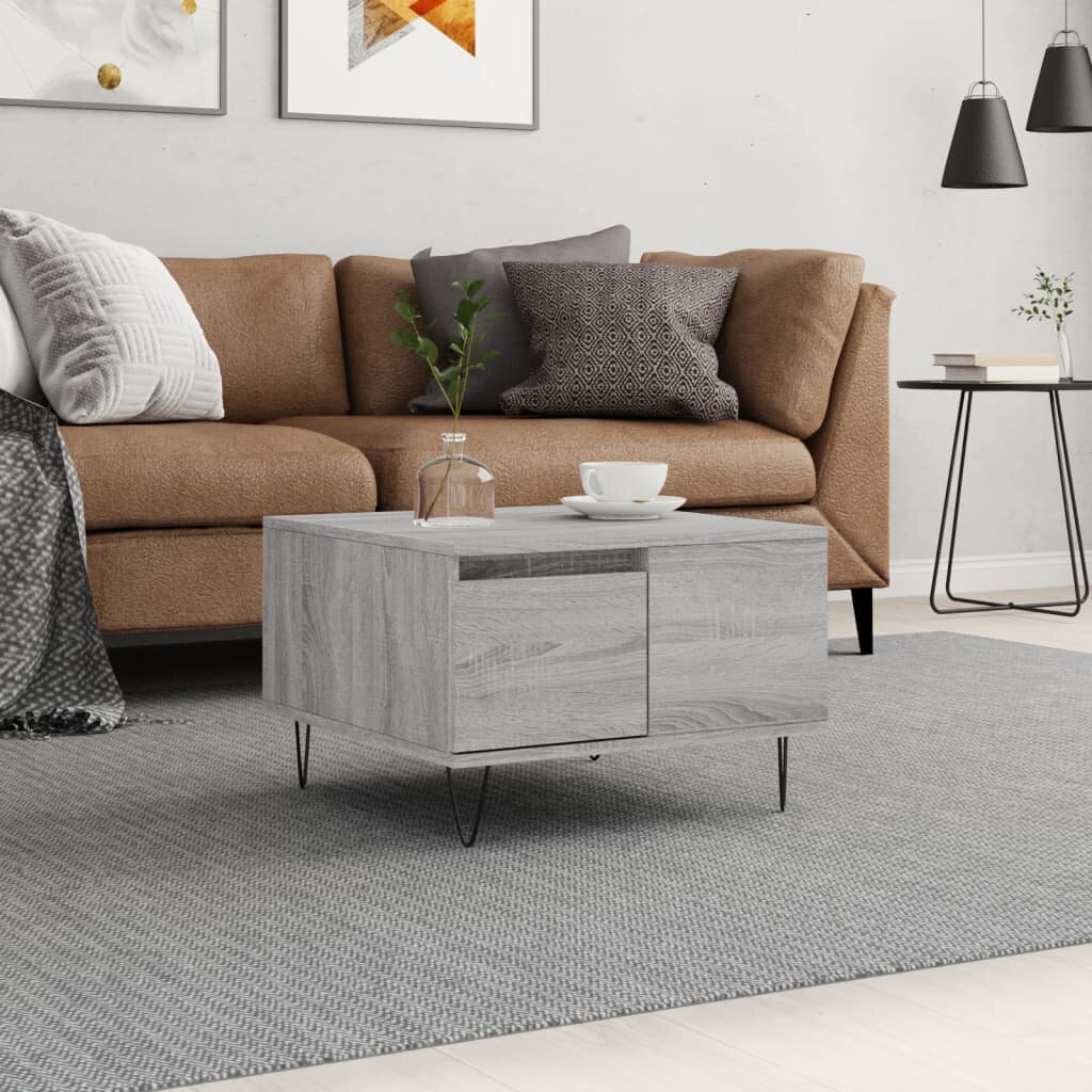 vidaXL Кафе маса сив сонома 55x55x365 см инженерно дърво