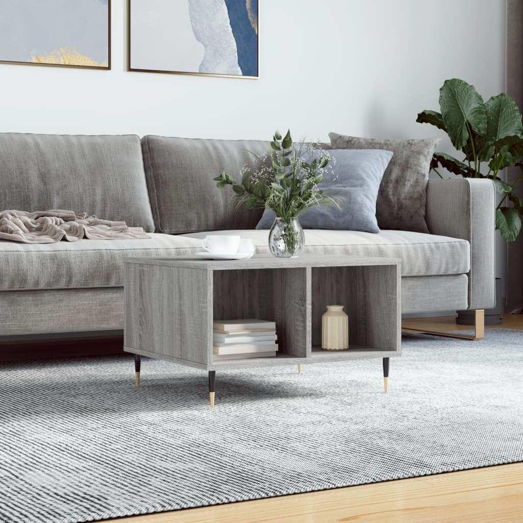 vidaXL Кафе маса сив сонома 60x50x365 см инженерно дърво
