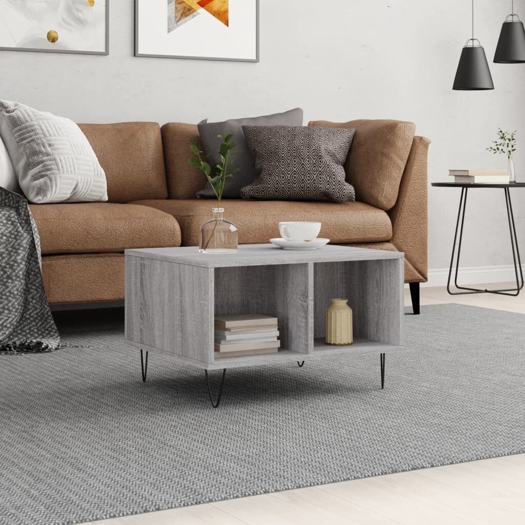 vidaXL Кафе маса сив сонома 60x50x365 см инженерно дърво