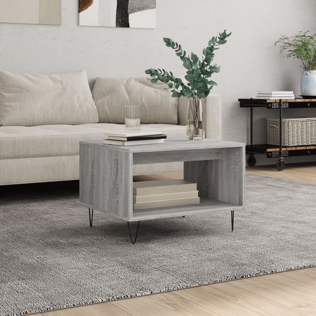 vidaXL Кафе маса сив сонома 60x50x40 см инженерно дърво